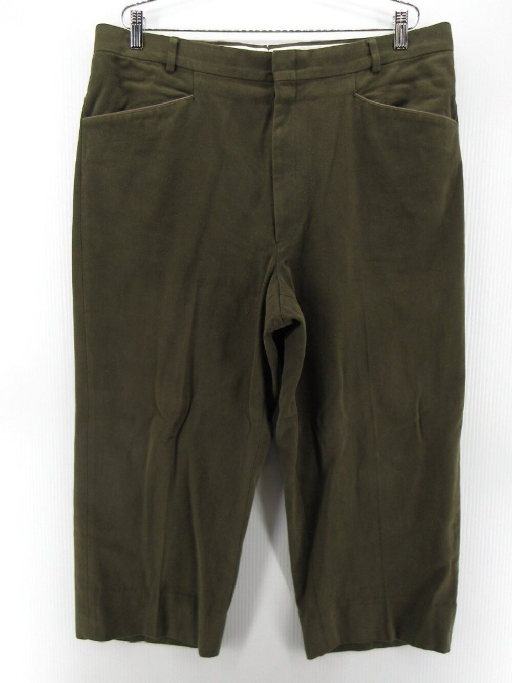 VINTAGE Paul Stuart Pants 38 Olive Trousers USA Made Hemmed 38X23 *